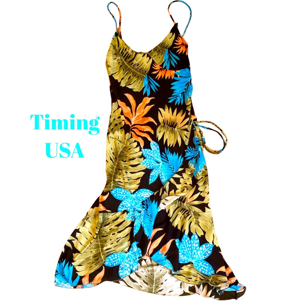 Tropical print party dress